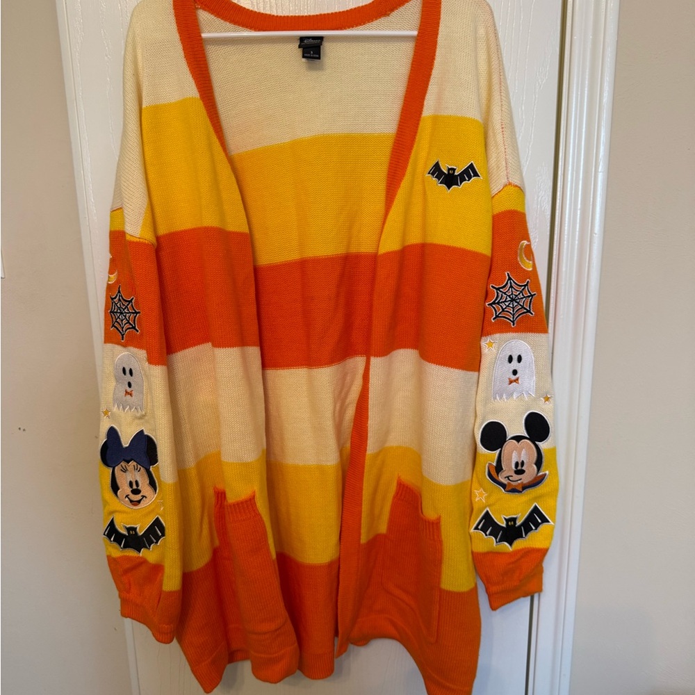 Her Universe Disney Mickey Mouse Halloween Candy Corn Stripe Cardigan Plus Size